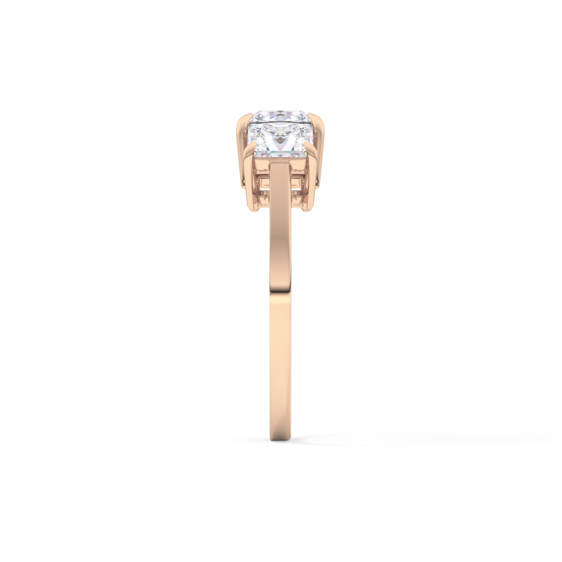 Princess Cut 1.04 Carat Moissanite Ring – Three Stones Setting in Gold