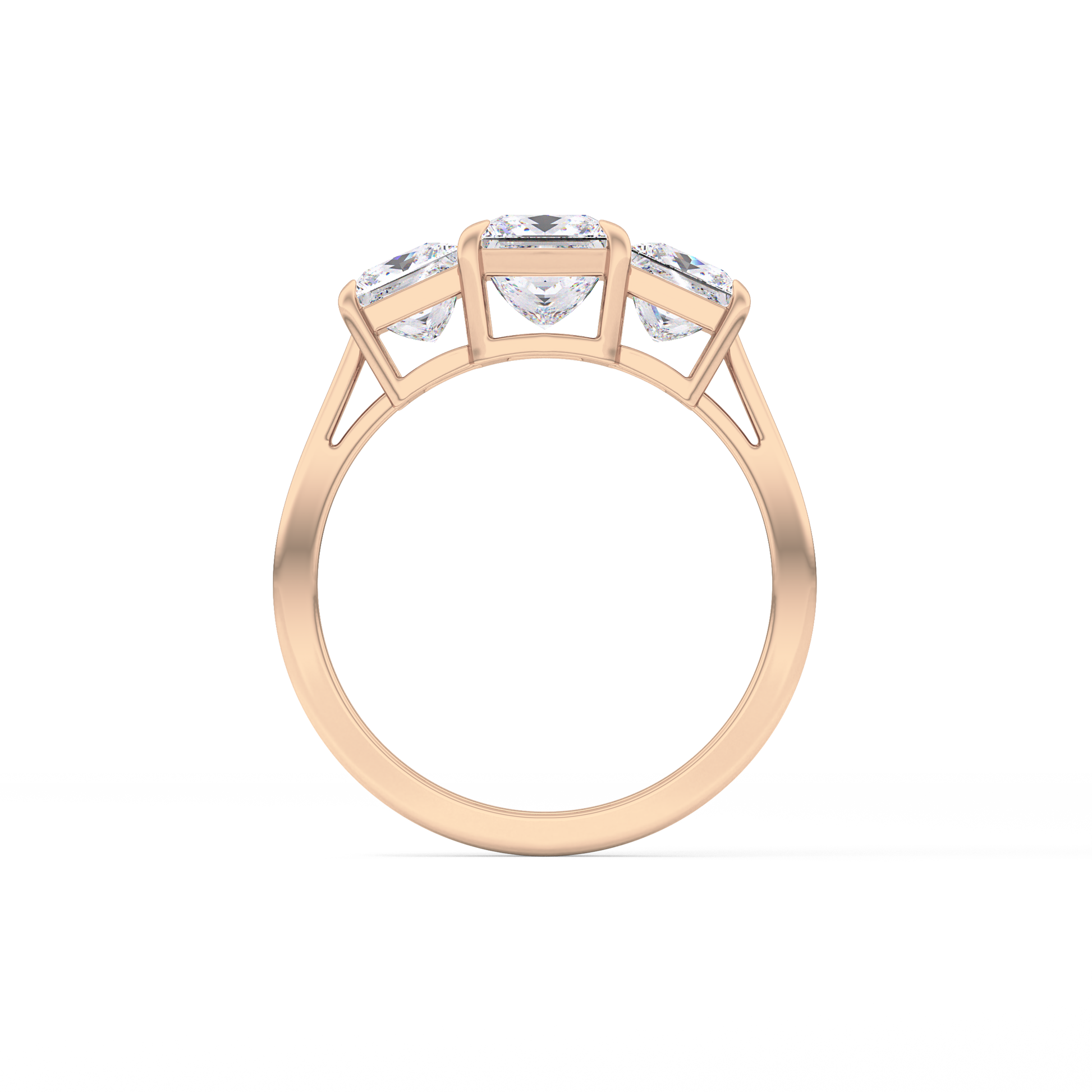 Princess Cut 1.04 Carat Moissanite Ring – Three Stones Setting in Gold