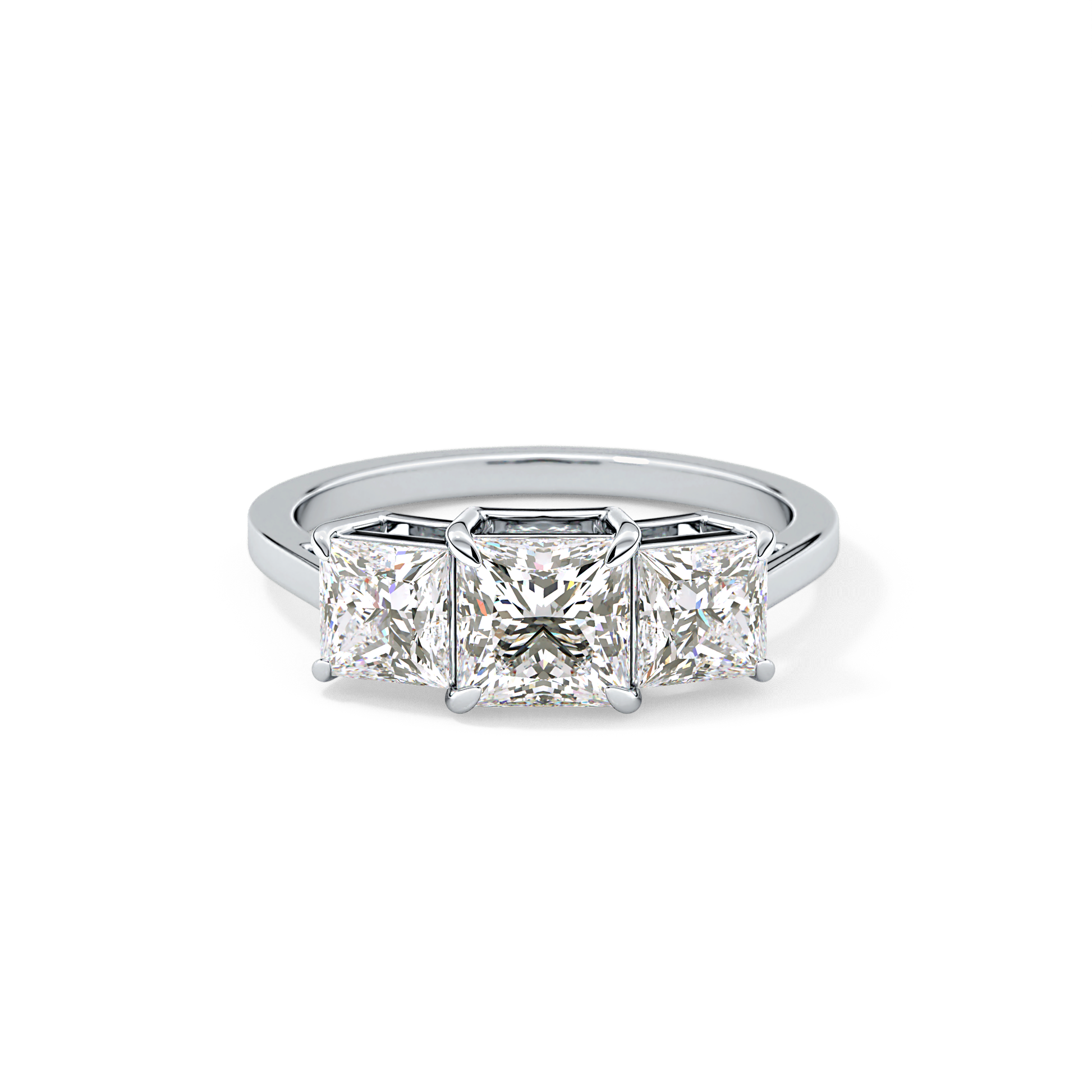 Princess Cut 1.04 Carat Moissanite Ring – Three Stones Setting in Gold