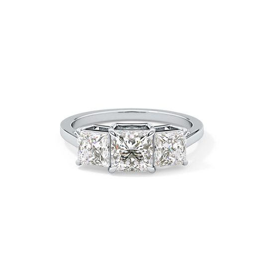 Princess Cut 1.04 Carat Moissanite Ring – Three Stones Setting in Gold