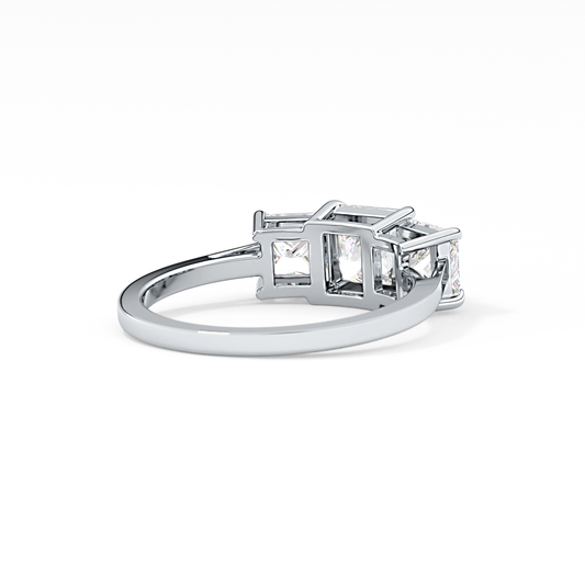 Princess Cut 1.04 Carat Moissanite Ring – Three Stones Setting in Gold