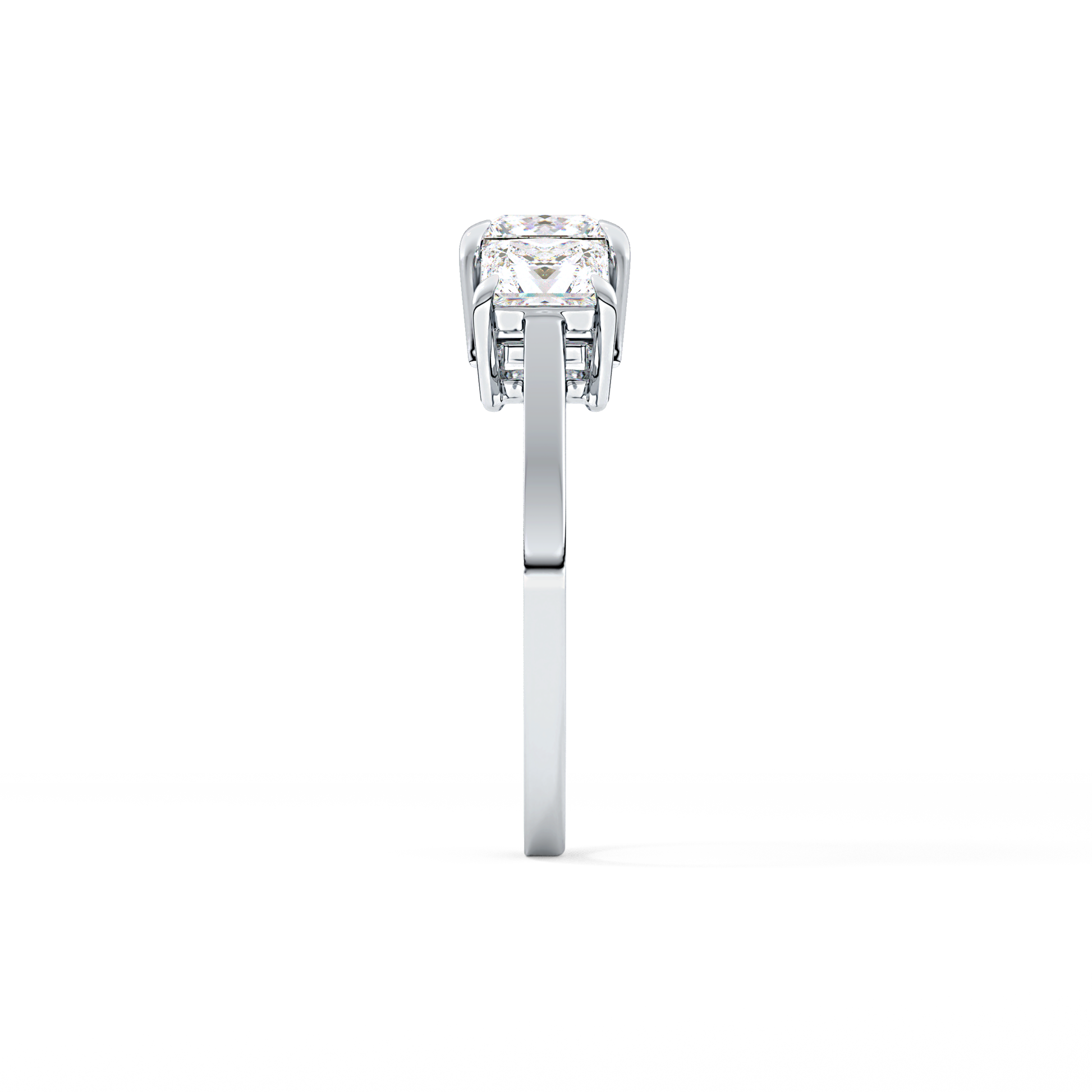 Princess Cut 1.04 Carat Moissanite Ring – Three Stones Setting in Gold