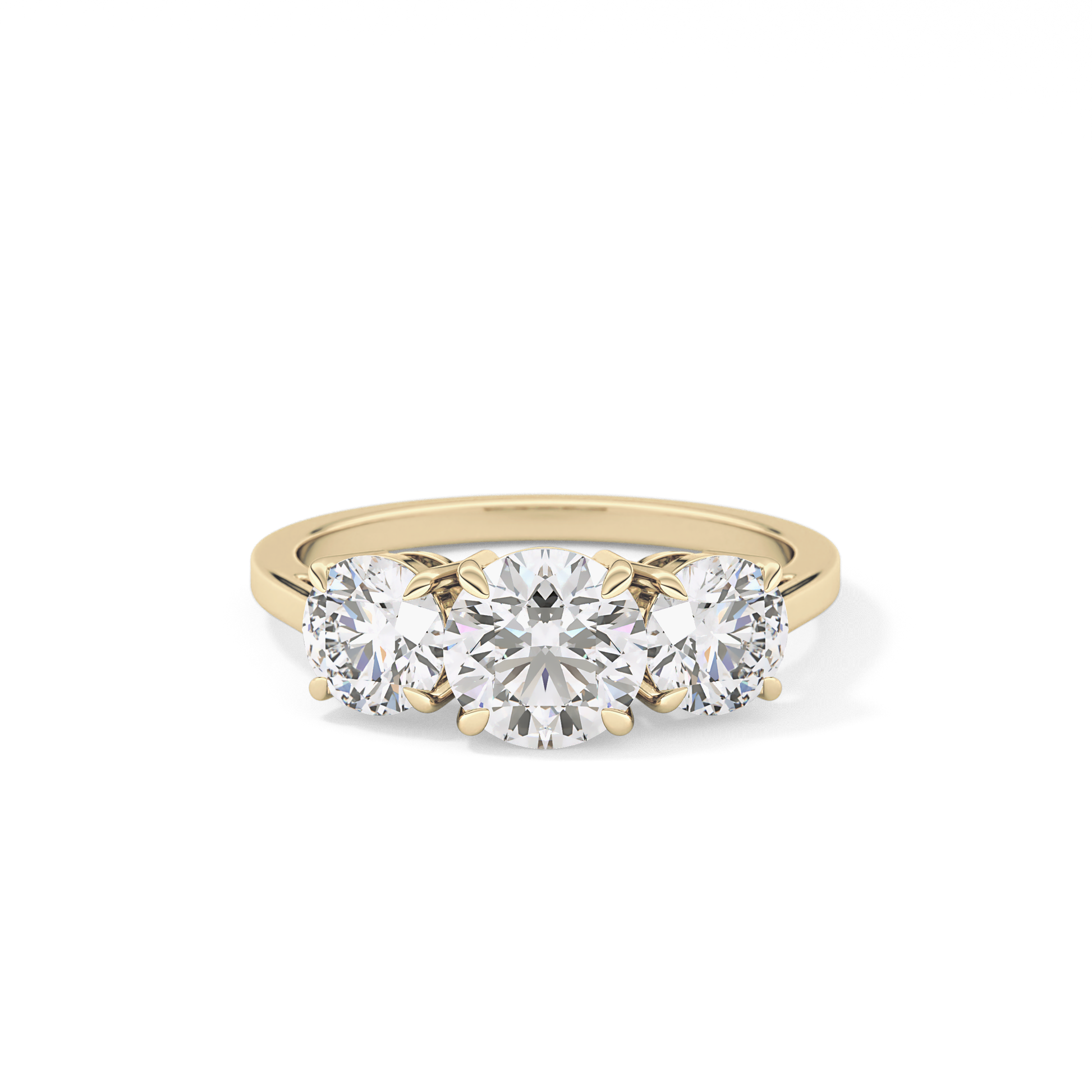Round Cut 1.03 Carat Moissanite Ring – Three Stones Setting in Gold
