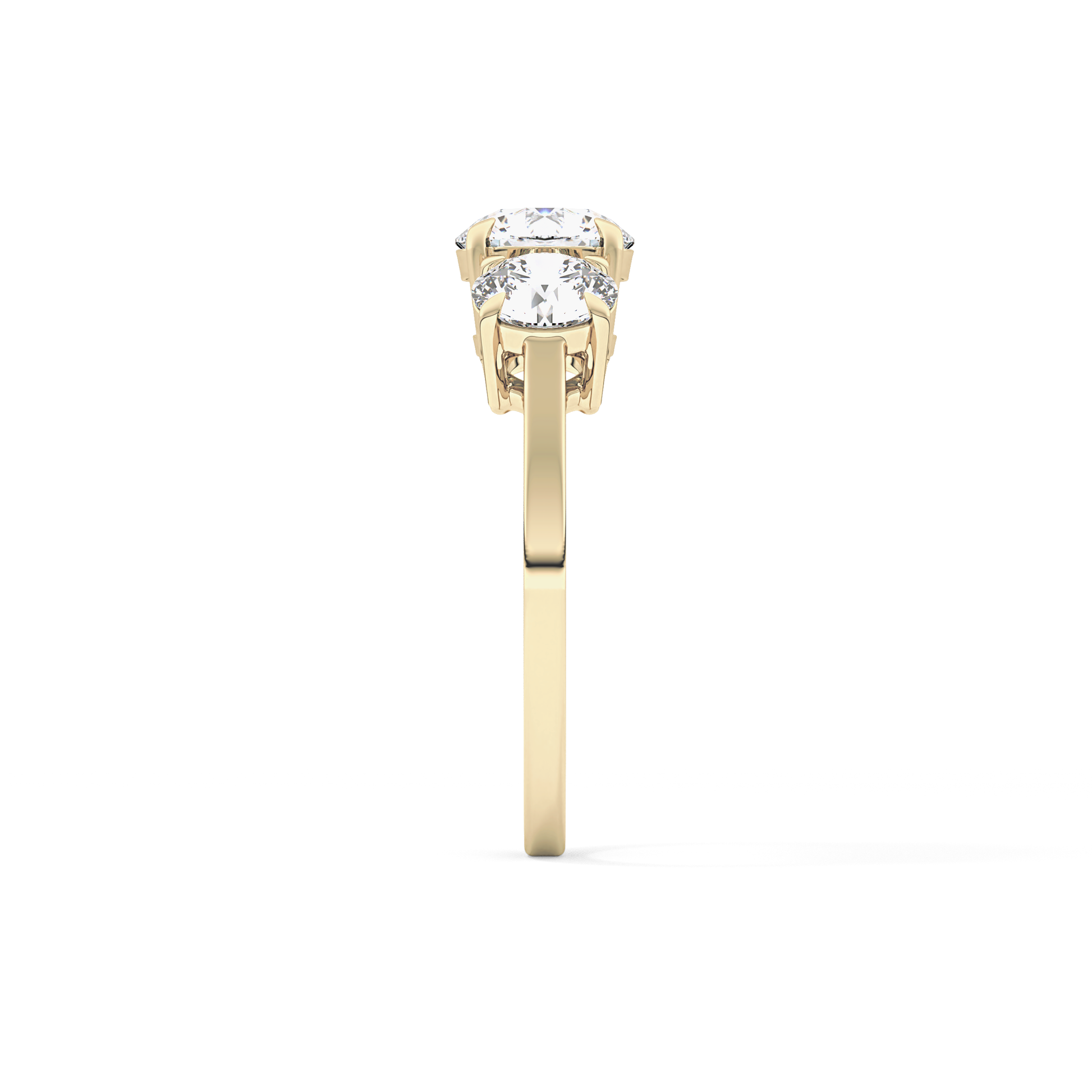 Round Cut 1.03 Carat Moissanite Ring – Three Stones Setting in Gold