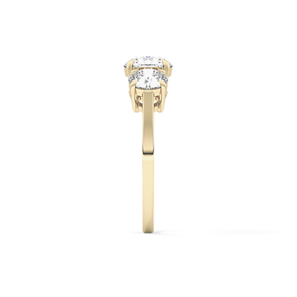 Round Cut 1.03 Carat Moissanite Ring – Three Stones Setting in Gold