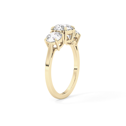 Round Cut 1.03 Carat Moissanite Ring – Three Stones Setting in Gold