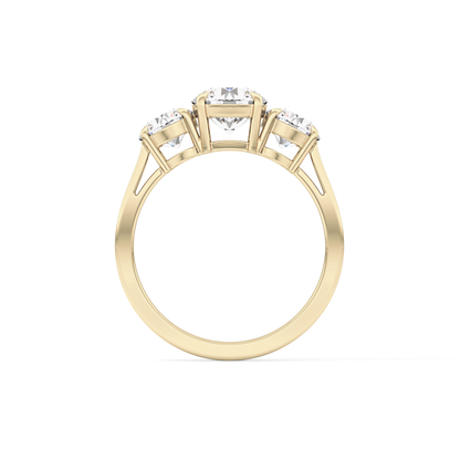 Round Cut 1.03 Carat Moissanite Ring – Three Stones Setting in Gold