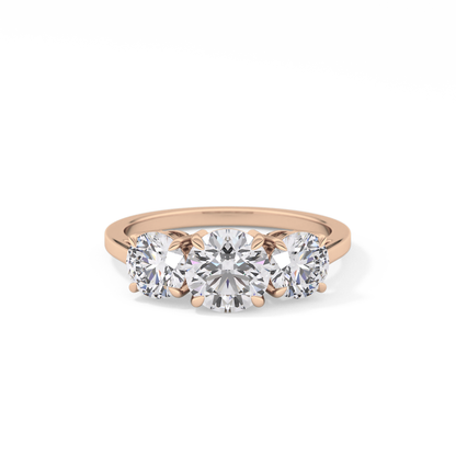 Round Cut 1.03 Carat Moissanite Ring – Three Stones Setting in Gold