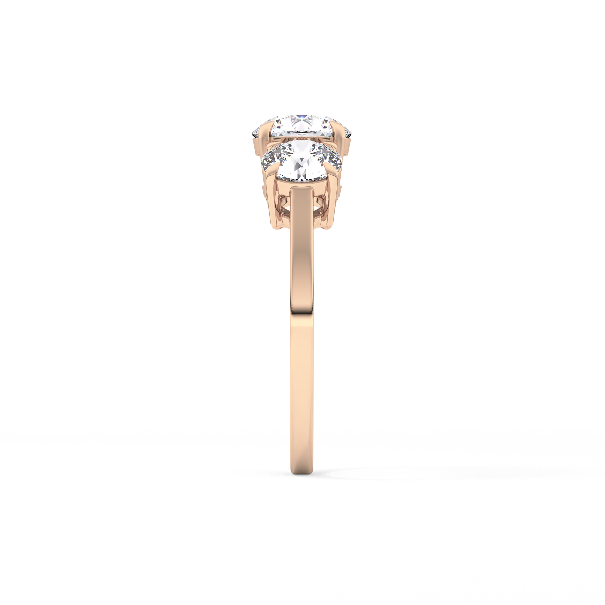 Round Cut 1.03 Carat Moissanite Ring – Three Stones Setting in Gold