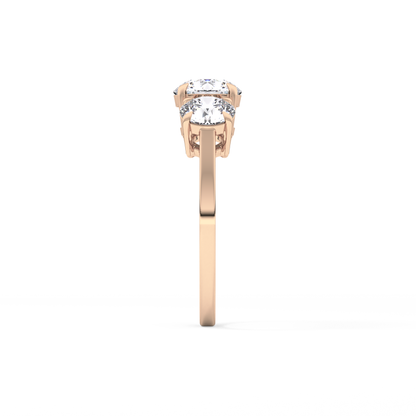 Round Cut 1.03 Carat Moissanite Ring – Three Stones Setting in Gold