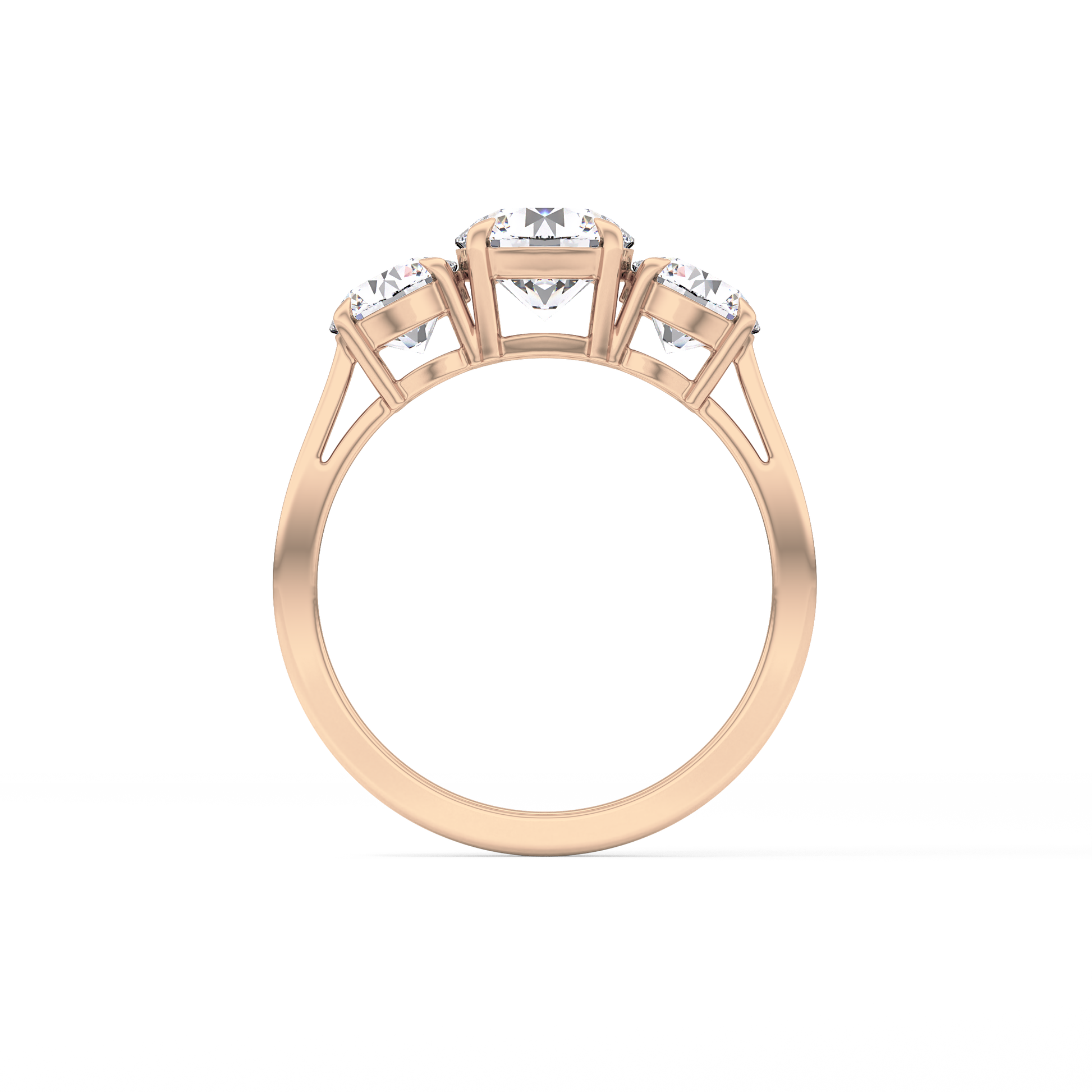 Round Cut 1.03 Carat Moissanite Ring – Three Stones Setting in Gold
