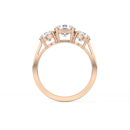 Round Cut 1.03 Carat Moissanite Ring – Three Stones Setting in Gold