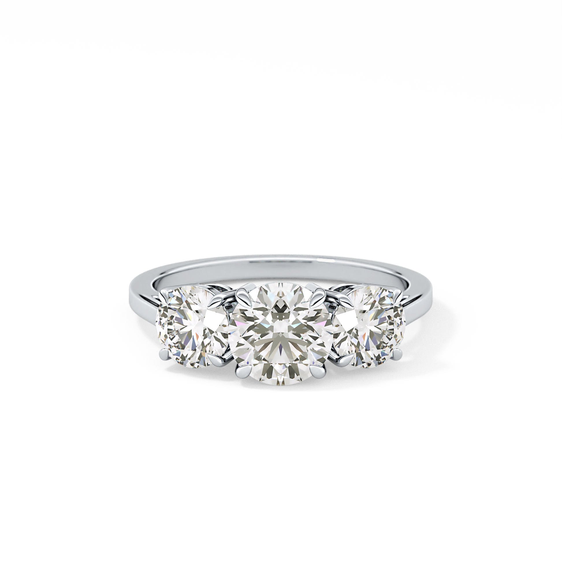 Round Cut 1.03 Carat Moissanite Ring – Three Stones Setting in Gold