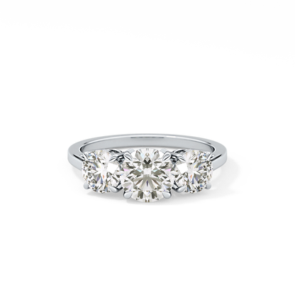 Round Cut 1.03 Carat Moissanite Ring – Three Stones Setting in Gold