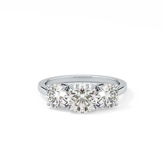 Round Cut 1.03 Carat Moissanite Ring – Three Stones Setting in Gold
