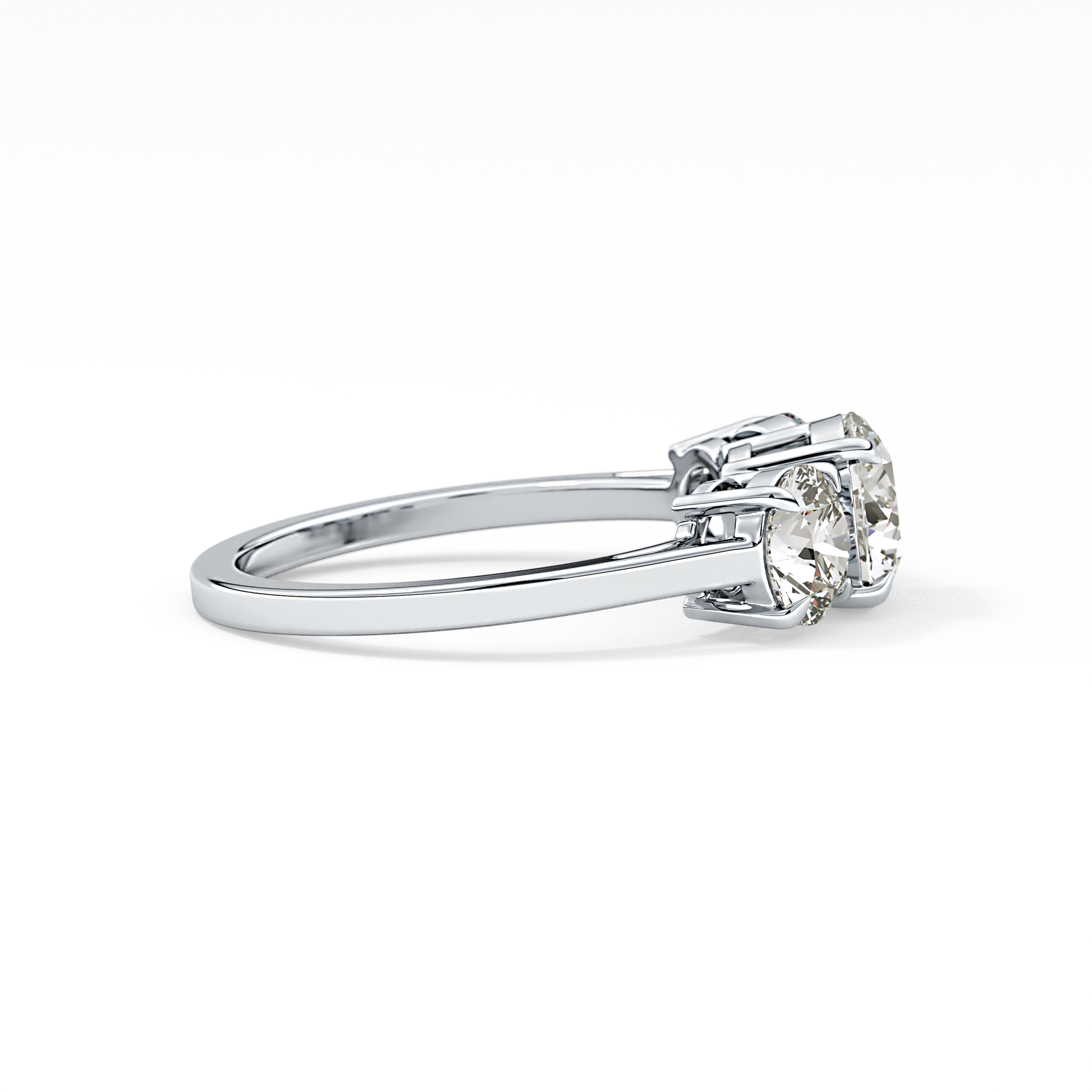 Round Cut 1.03 Carat Moissanite Ring – Three Stones Setting in Gold