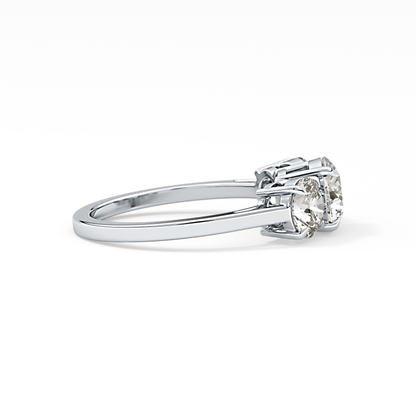 Round Cut 1.03 Carat Moissanite Ring – Three Stones Setting in Gold