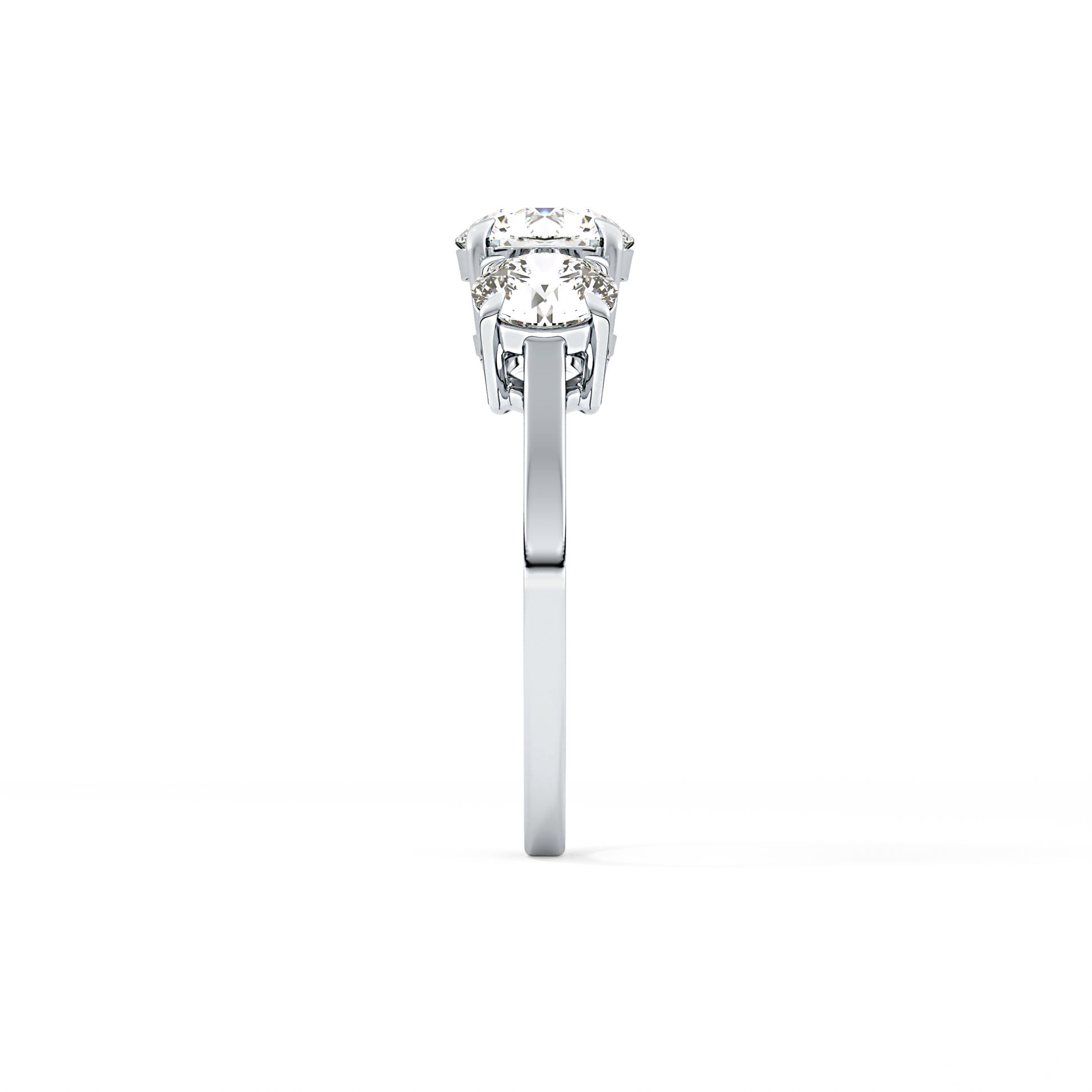 Round Cut 1.03 Carat Moissanite Ring – Three Stones Setting in Gold