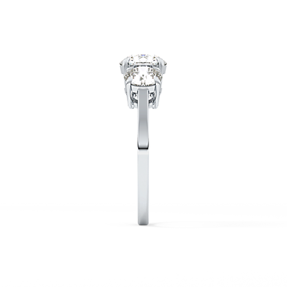 Round Cut 1.03 Carat Moissanite Ring – Three Stones Setting in Gold