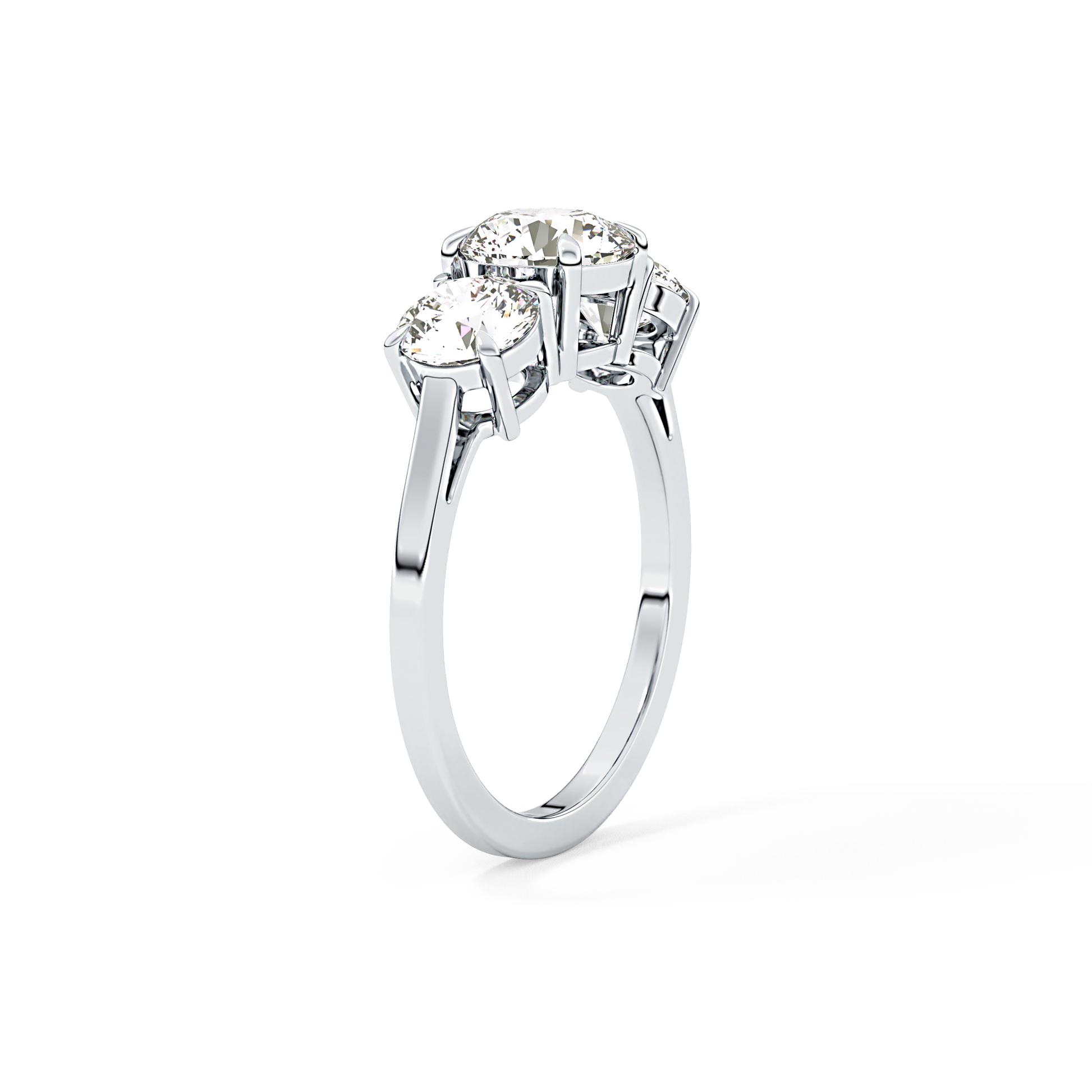 Round Cut 1.03 Carat Moissanite Ring – Three Stones Setting in Gold