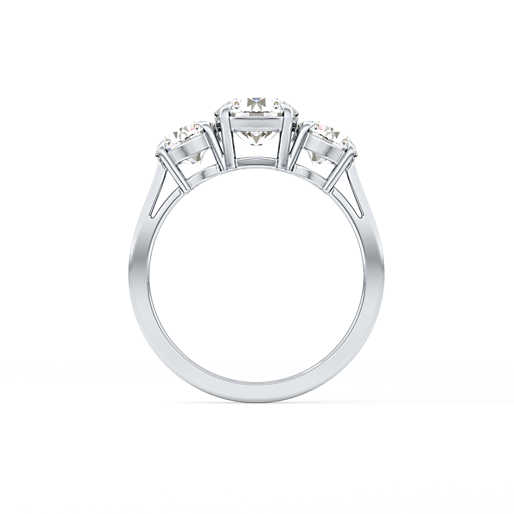 Round Cut 1.03 Carat Moissanite Ring – Three Stones Setting in Gold