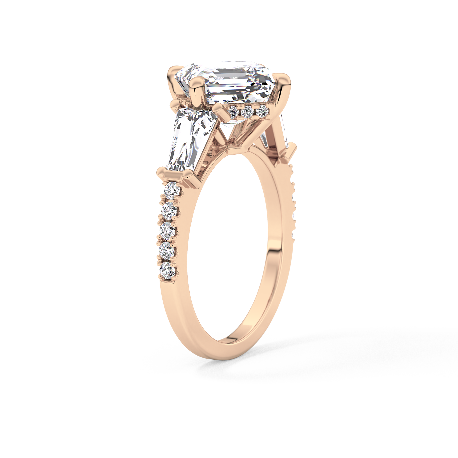 Asscher Cut 2.86 Carat Moissanite Ring – Cluster Setting in Gold 21