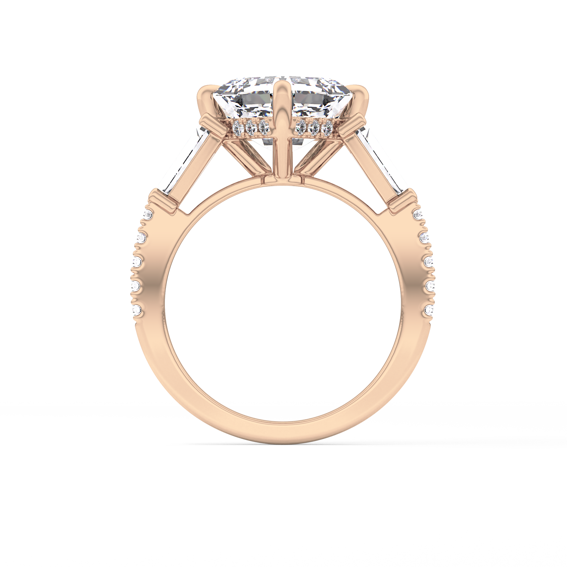 Asscher Cut 2.86 Carat Moissanite Ring – Cluster Setting in Gold 24