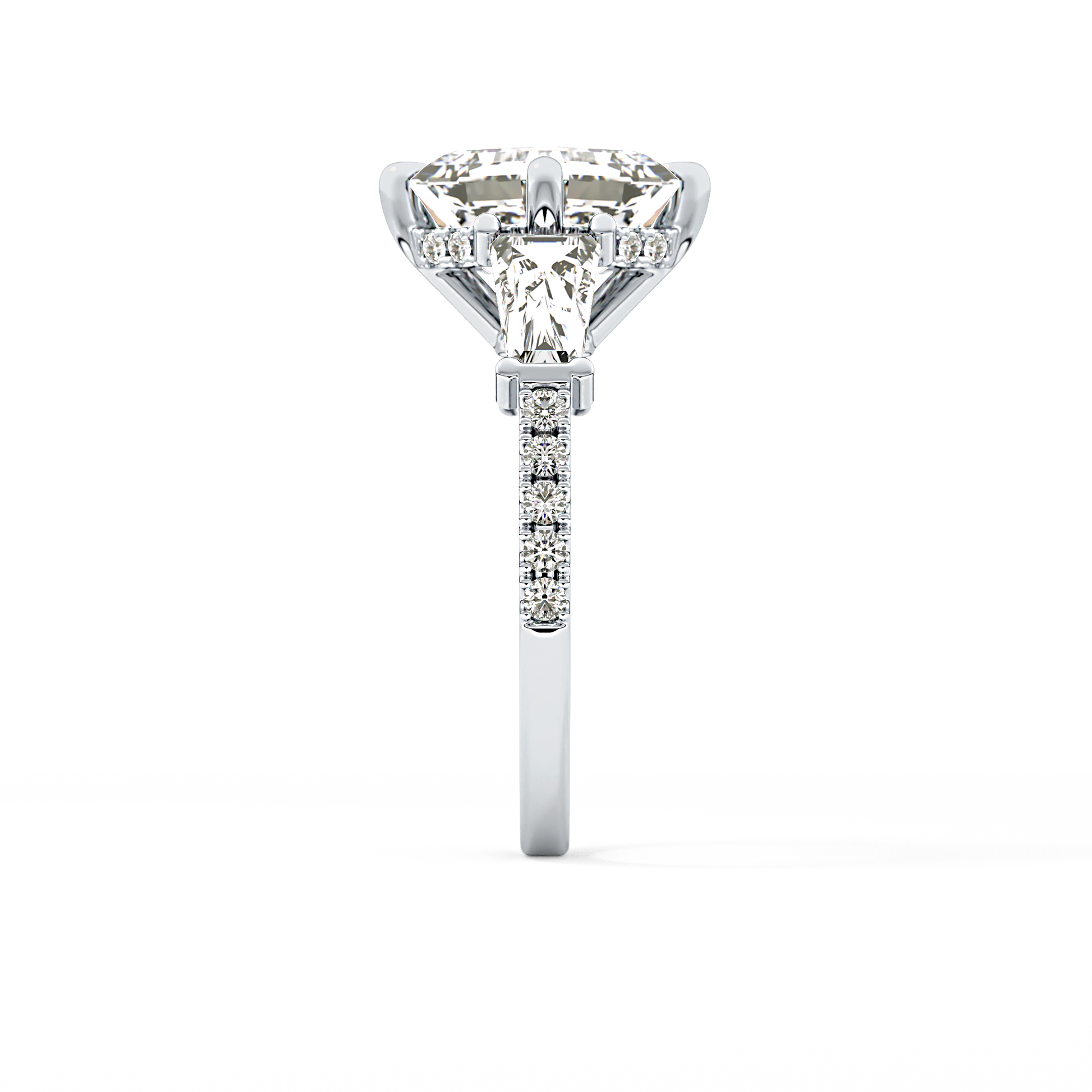Asscher Cut 2.86 Carat Moissanite Ring – Cluster Setting in Gold 4