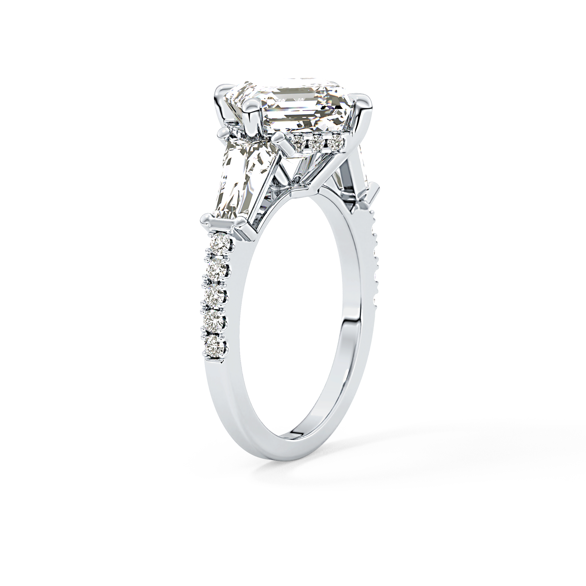 Asscher Cut 2.86 Carat Moissanite Ring – Cluster Setting in Gold 5