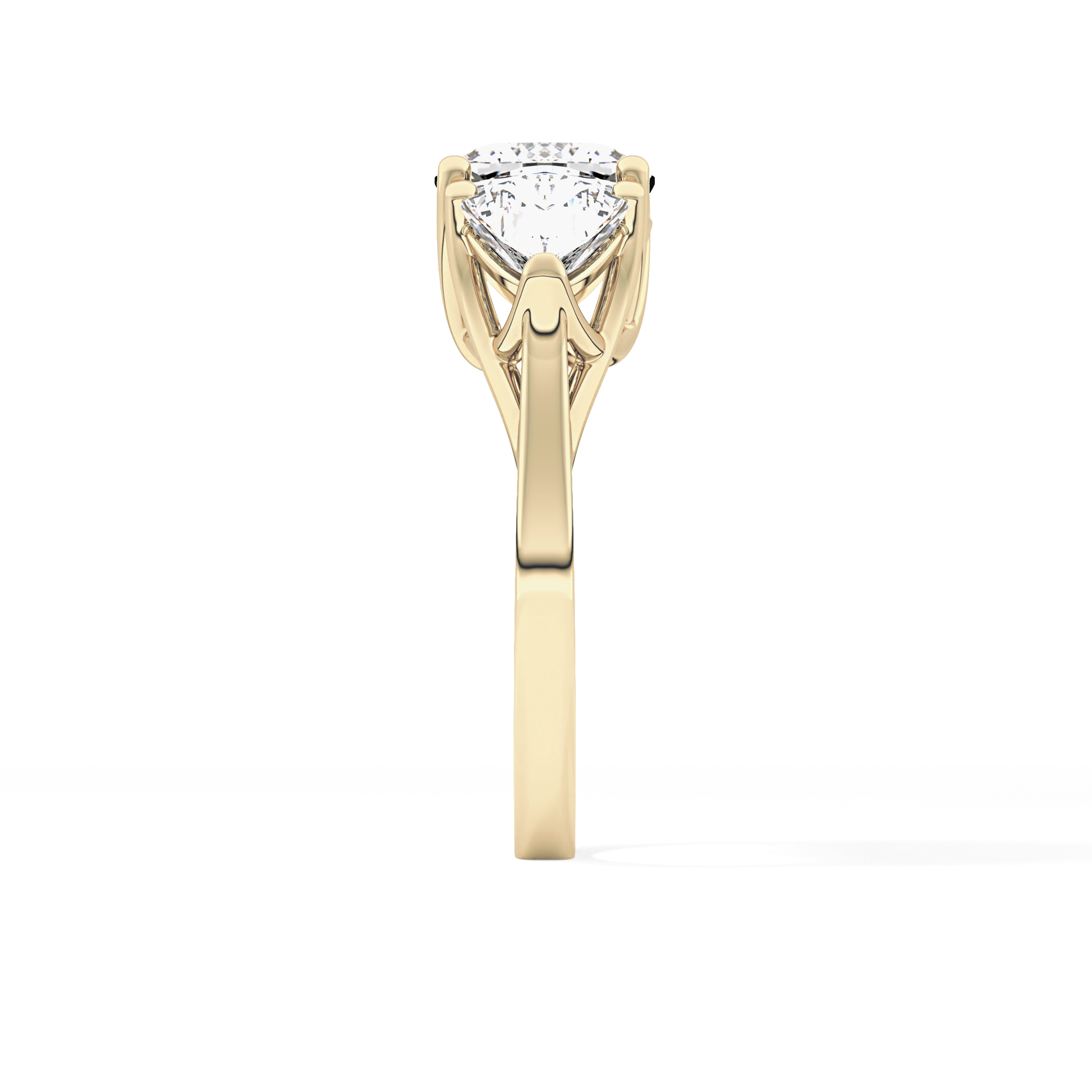 Cushion Cut 2.78 Carat Moissanite Ring – Three Stones Setting in Gold