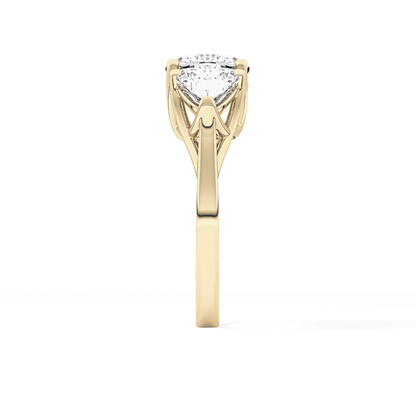 Cushion Cut 2.78 Carat Moissanite Ring – Three Stones Setting in Gold