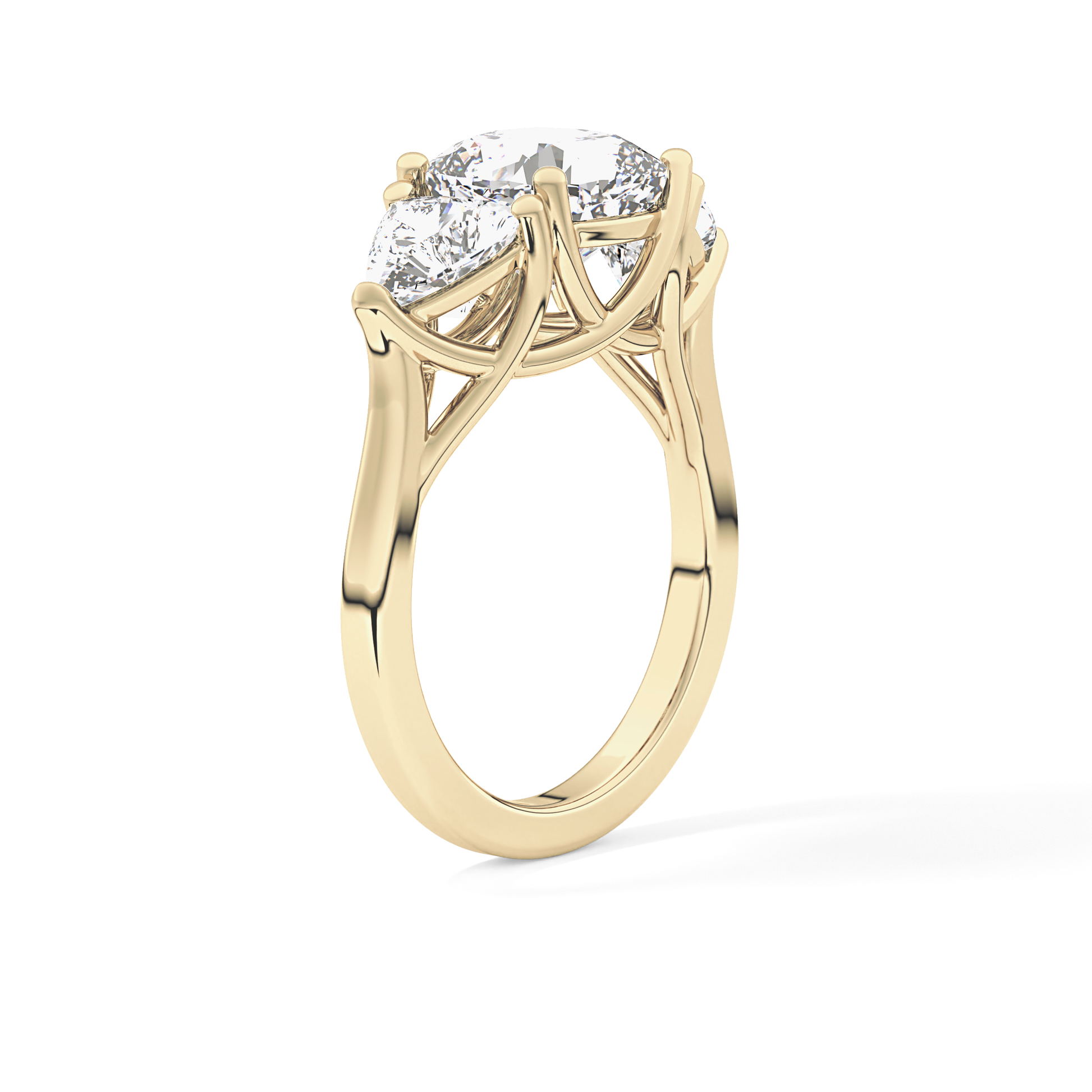 Cushion Cut 2.78 Carat Moissanite Ring – Three Stones Setting in Gold
