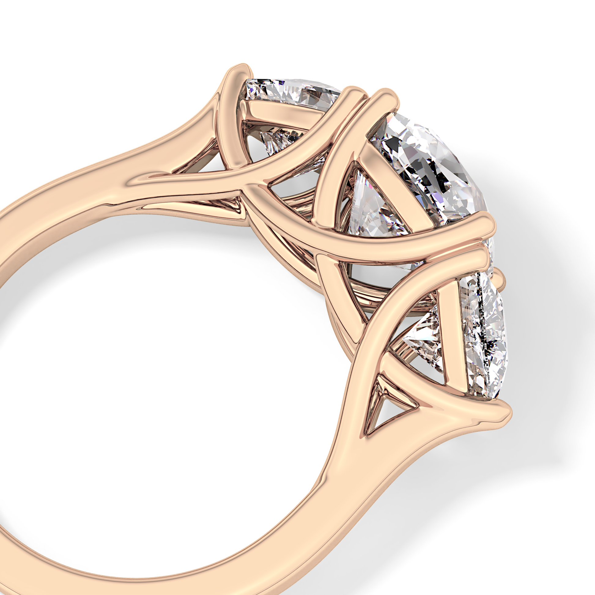 Cushion Cut 2.78 Carat Moissanite Ring – Three Stones Setting in Gold