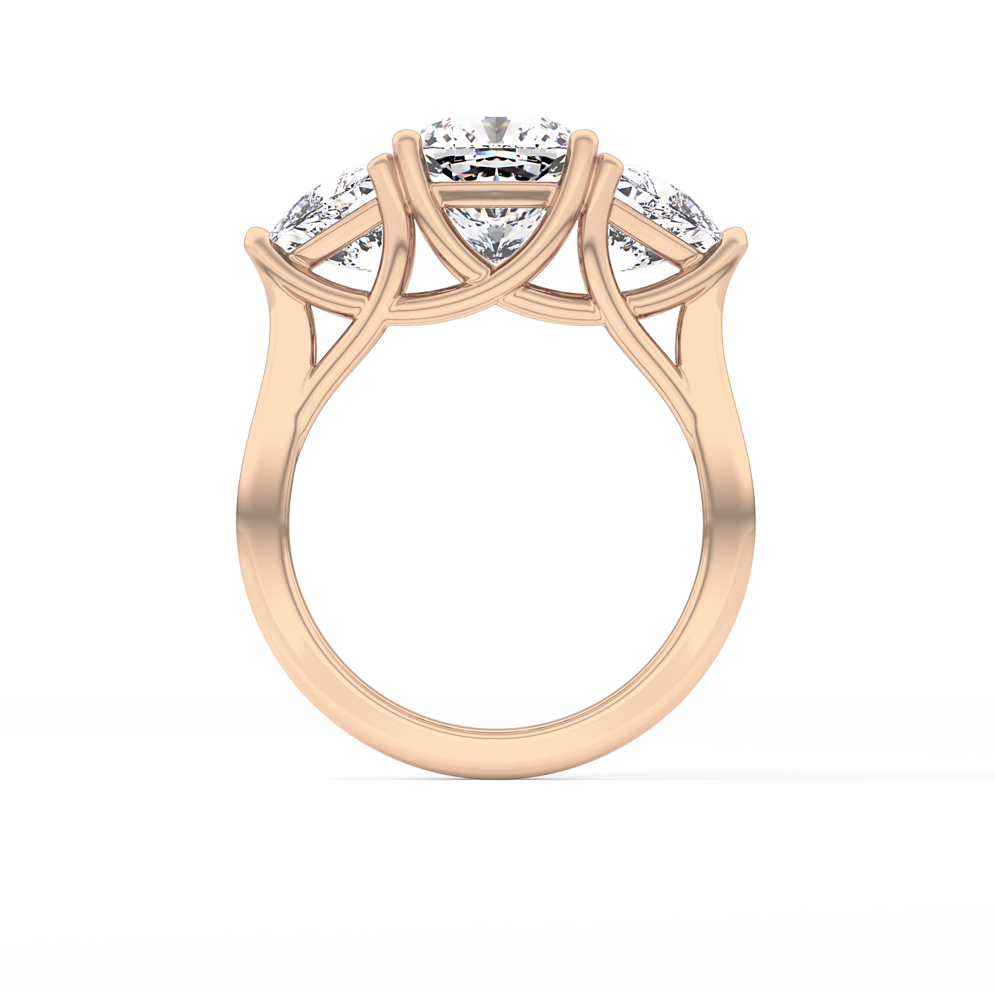 Cushion Cut 2.78 Carat Moissanite Ring – Three Stones Setting in Gold