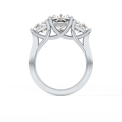 Cushion Cut 2.78 Carat Moissanite Ring – Three Stones Setting in Gold