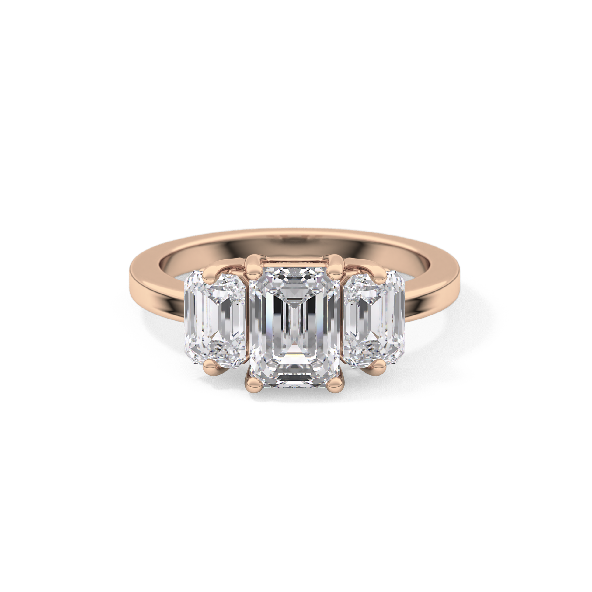 Emerald Cut 1.25 Carat Moissanite Ring – Three Stones Setting in Gold