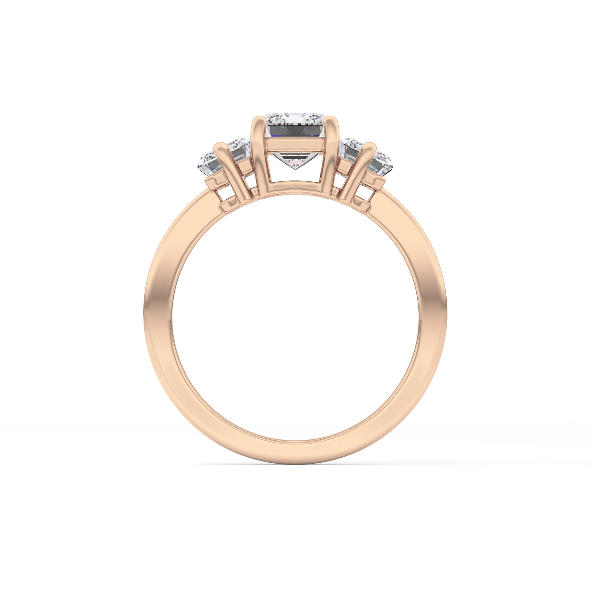 Emerald Cut 1.25 Carat Moissanite Ring – Three Stones Setting in Gold