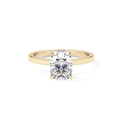 Cushion Cut 1.94 Carat Moissanite Ring – Hidden Halo Setting in Gold