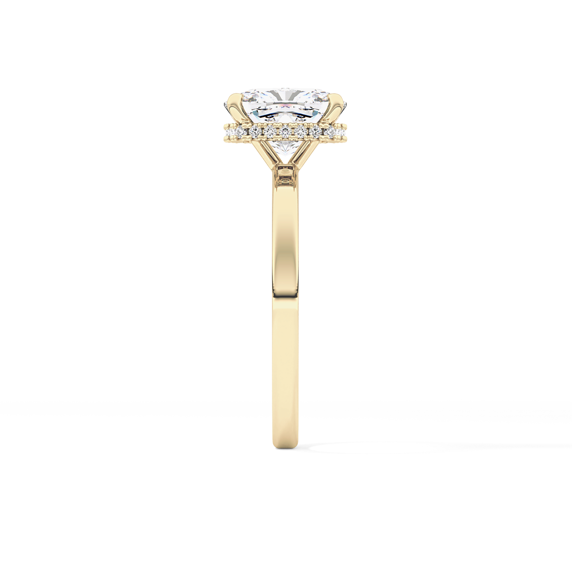 Cushion Cut 1.94 Carat Moissanite Ring – Hidden Halo Setting in Gold