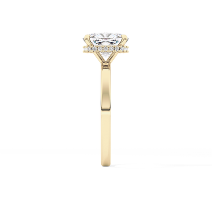 Cushion Cut 1.94 Carat Moissanite Ring – Hidden Halo Setting in Gold