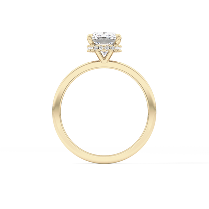 Cushion Cut 1.94 Carat Moissanite Ring – Hidden Halo Setting in Gold