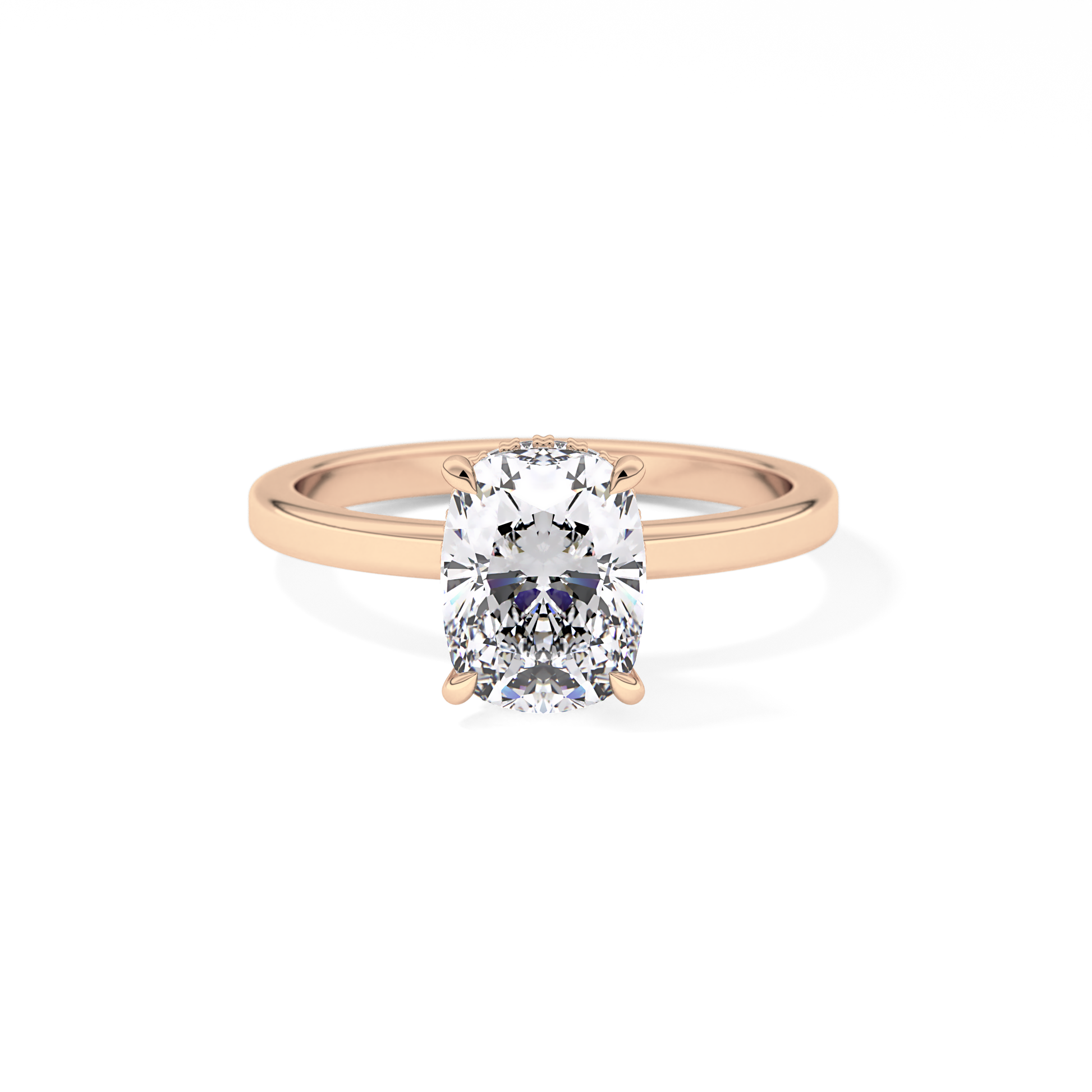 Cushion Cut 1.94 Carat Moissanite Ring – Hidden Halo Setting in Gold