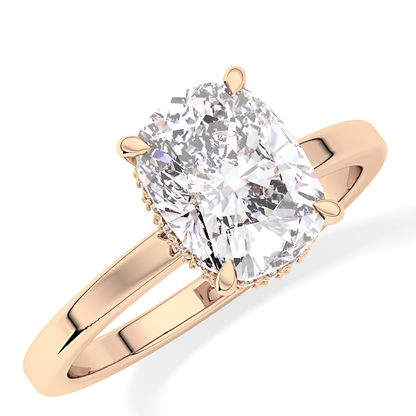 Cushion Cut 1.94 Carat Moissanite Ring – Hidden Halo Setting in Gold