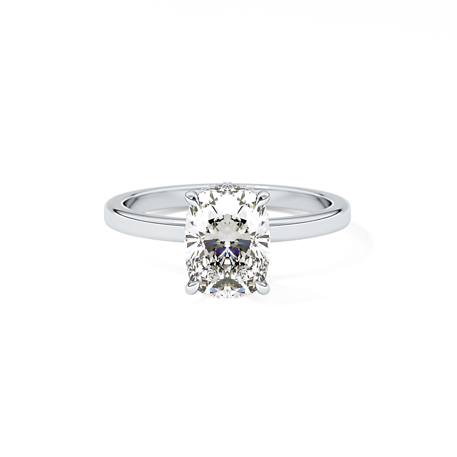 Cushion Cut 1.94 Carat Moissanite Ring – Hidden Halo Setting in Gold
