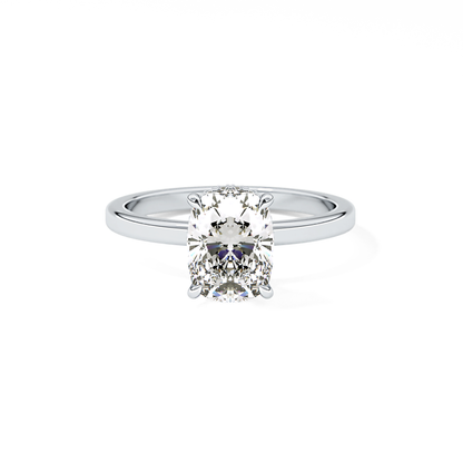 Cushion Cut 1.94 Carat Moissanite Ring – Hidden Halo Setting in Gold