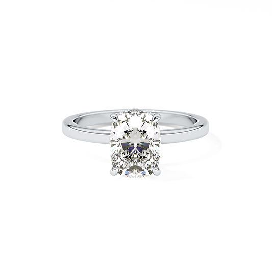 Cushion Cut 1.94 Carat Moissanite Ring – Hidden Halo Setting in Gold