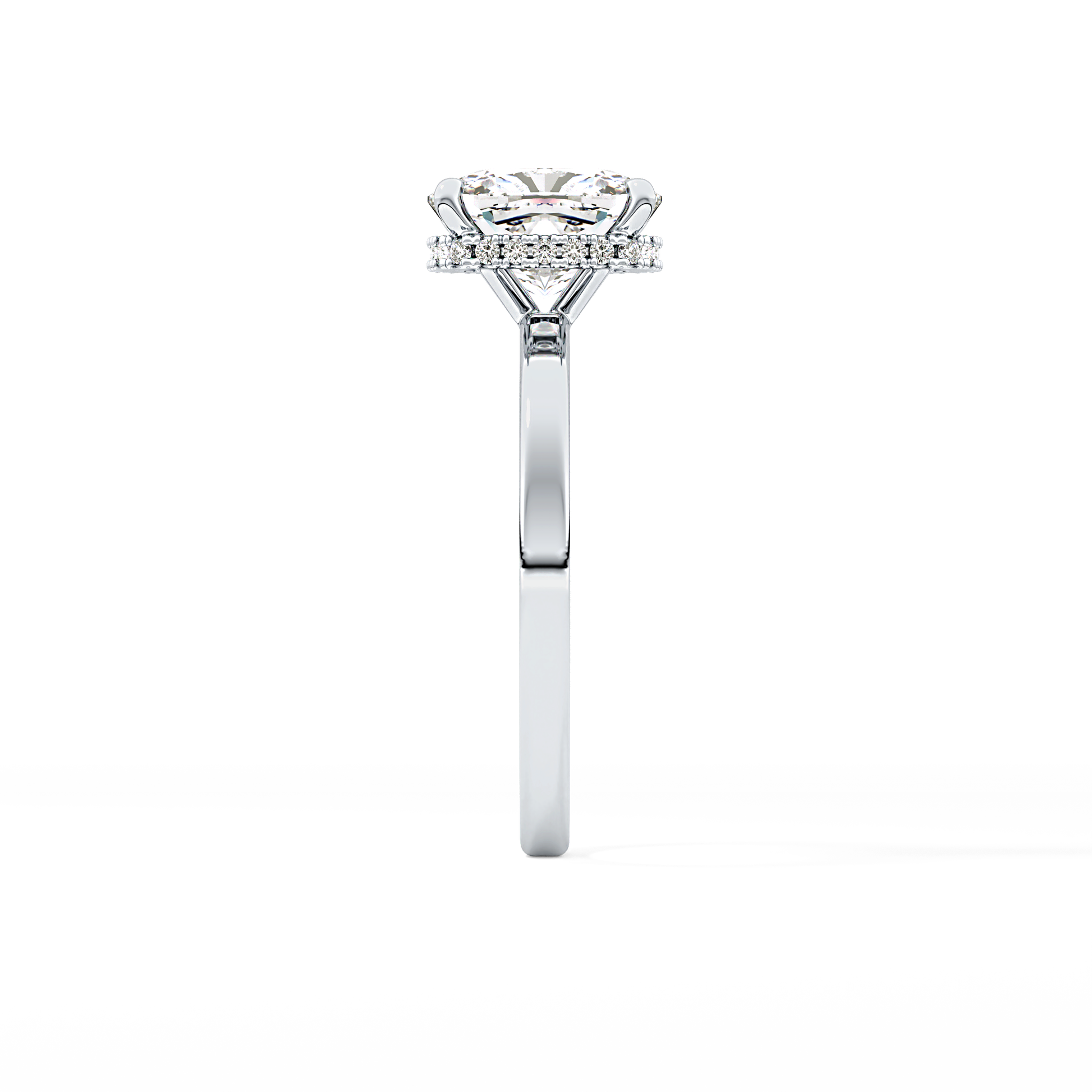 Cushion Cut 1.94 Carat Moissanite Ring – Hidden Halo Setting in Gold