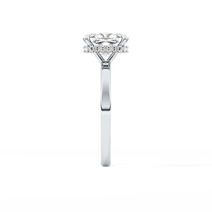 Cushion Cut 1.94 Carat Moissanite Ring – Hidden Halo Setting in Gold
