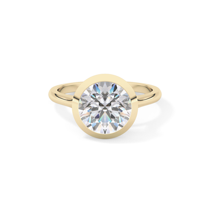 Round Cut 2.85 Carat Moissanite Ring - Solitaire Setting in Gold
