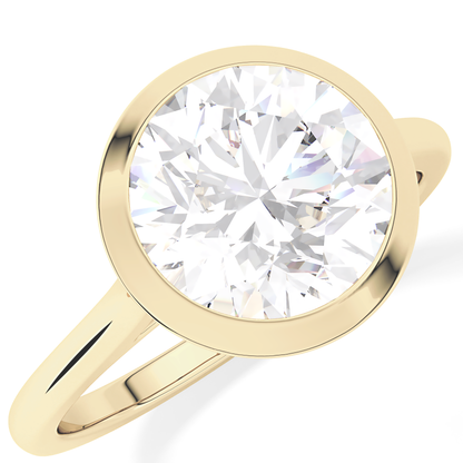 Round Cut 2.85 Carat Moissanite Ring - Solitaire Setting in Gold